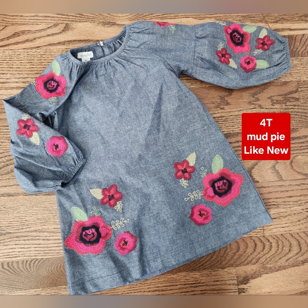 Chambray embroidered dress Mud Pie